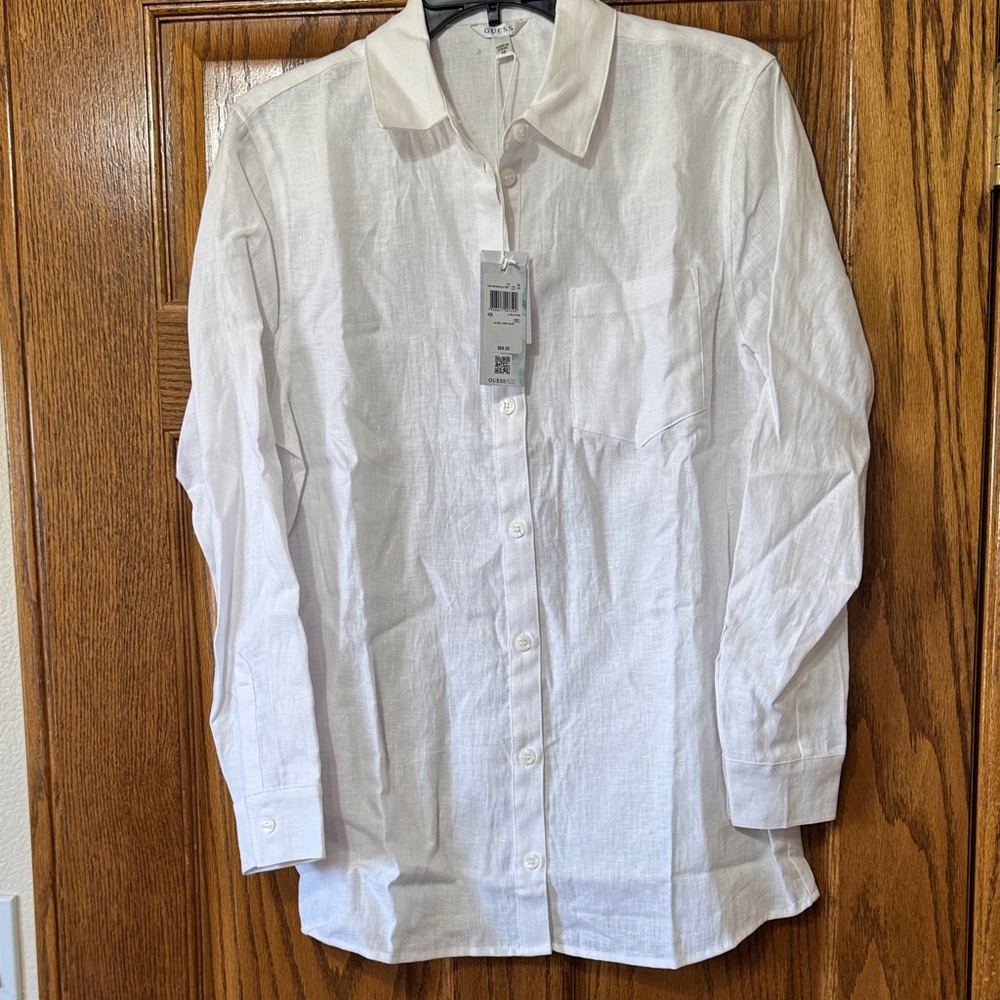 Guess Eco Gen Linen White Button-Up - Picture 4 of 7